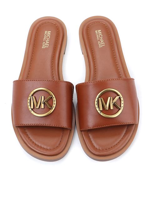 michael kors leather slides|michael kors outlet sandals.